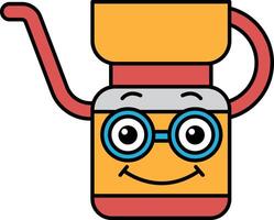 A cartoon character with a watering can on its head vector