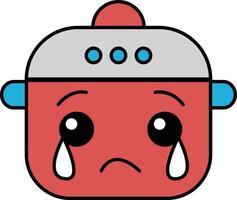 A cartoon character with a sad face and a red pot on its head vector