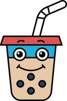 A cartoon character with a straw in a cup vector