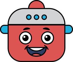 A cartoon character with a red face and a smiling mouth vector