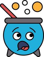 A cartoon character with a blue pot on its head and a straw sticking out of it vector