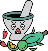 A cartoonish image of a blender with a green lime in it vector