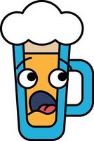 A cartoonish image of a glass of beer with a mustache on it vector