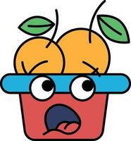A cartoonish face with a basket of fruit on its head vector