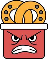 A cartoon character with a red face and a frowning expression vector