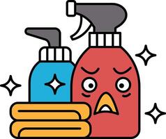 A cartoonish image of a spray bottle and a blue bottle with a red lid vector
