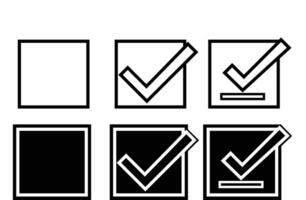Checkbox set with blank and checked checkbox line art icon for apps and websites vector