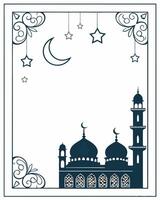 Elegant Islamic design featuring a Mosque, Crescent Moon, and hanging stars for business use vector
