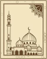 Illustration of Mosque with Arabic Art Frame for Business Use or Islamic Design Project vector