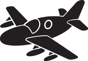 A black and white airplane icon on a white background vector