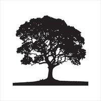 Tree with grass silhouette white background vector