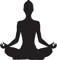 Silhouette of a Yoga Pose Design Art Illustration on a white background vector