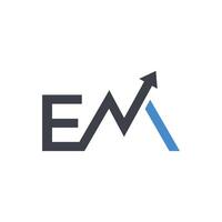 Initial EM professional Abstract Logo with Upward Arrow Representing Growth and Progress vector