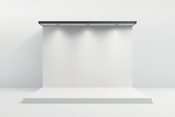 Minimalist Exhibition Backdrop With Spotlights