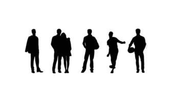 Set of Silhouette People Characters in Various Poses and Activities. vector