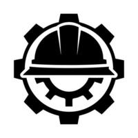 Construction Helmet with Gear Silhouette - Engineering and Industrial Design vector