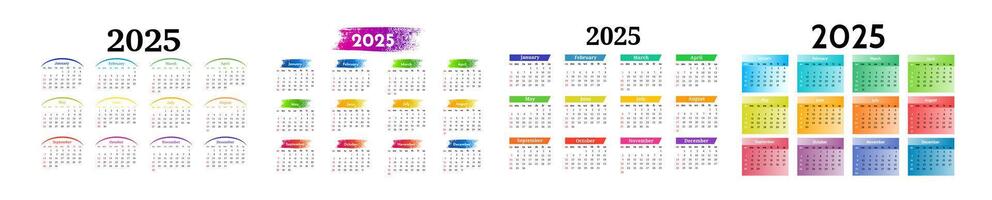 Set of calendars for 2025 vector