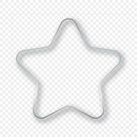 Silver glowing rounded star shape frame with shadow on white vector