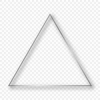 Silver glowing triangle frame with shadow on white vector
