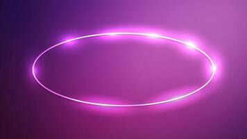 Neon oval frame with effects vector