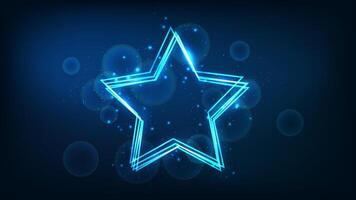 Neon frame in star form with effects vector