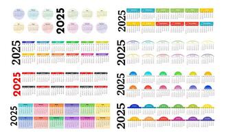 Set of eight calendars for 2025 vector