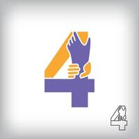 Unique handshake number 4 design. Collaboration, help, agreement and teamwork corporate company design. vector