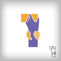 Unique handshake number 1 design. Collaboration, help, agreement and teamwork corporate company design. vector