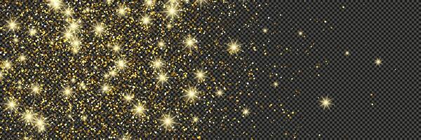 Gold glittering dust with stars on a background. Dust with gold glitter effect and empty space for your text. illustration vector