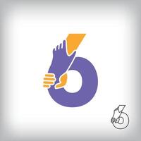 Unique handshake number 6 design. Collaboration, help, agreement and teamwork corporate company design. vector