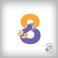 Unique handshake number 8 design. Collaboration, help, agreement and teamwork corporate company design. vector