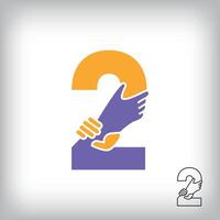 Unique handshake number 2 design. Collaboration, help, agreement and teamwork corporate company design. vector