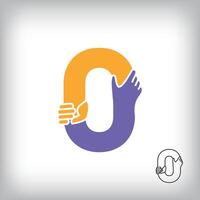 Unique handshake number 0 design. Collaboration, help, agreement and teamwork corporate company design. vector