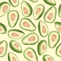 Seamless pattern with hand drawn avocado slice on light background. vector