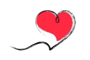 Heart hand drawn continuous line with bright spot. Doodle illustration for valentine s day. Romantic simple symbol vector
