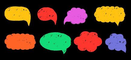 Speech bubble colored with chalk. Crayon frame for text or quote. Cloud hand drawn with pencil vector