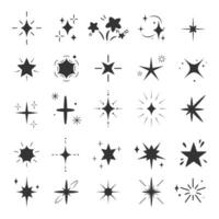 Set of sparkle, star, and decorative symbols vector