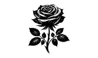 black and white silhouette of a rose on a white background vector