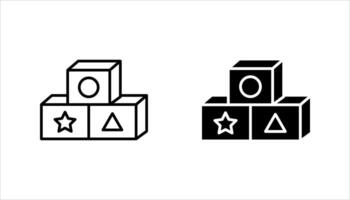 Building blocks line icons vector