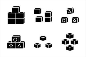 Building blocks line icon set. vector