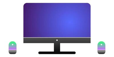 Home devices for work and entertainment. Personal computer and smart devices, modern gradient icon. vector