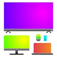 Home devices for work and entertainment. Personal computer, TV, Smart devices, Laptop and Smartphone, modern gradient icons. illustration isolated on white background. vector