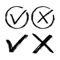 Black check mark and cross symbol in textured style vector