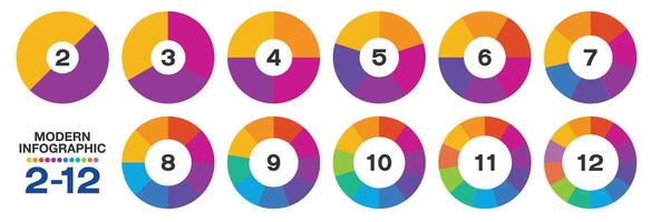 Set standard infographic with 2 to 12 steps vector