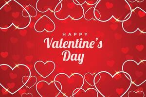 white hearts on red valentines day greeting card vector