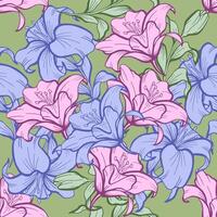 Seamless pattern of Lily flower with combination fresh color theme vector
