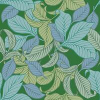 Leaf seamless pattern, unique green color vector