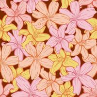 Seamless pattern of Lily flower with combination of autumn colors palette vector