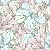Seamless pattern of Bauhinia flower with combination of faded colors vector