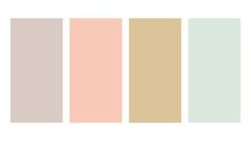 Dusty Rose, Scallop Seashell, Beige, Seafoam Green color palette. Set of bright color palette combination in rgb hex. Color palette for ui ux design. Abstract illustration for your graphic design vector